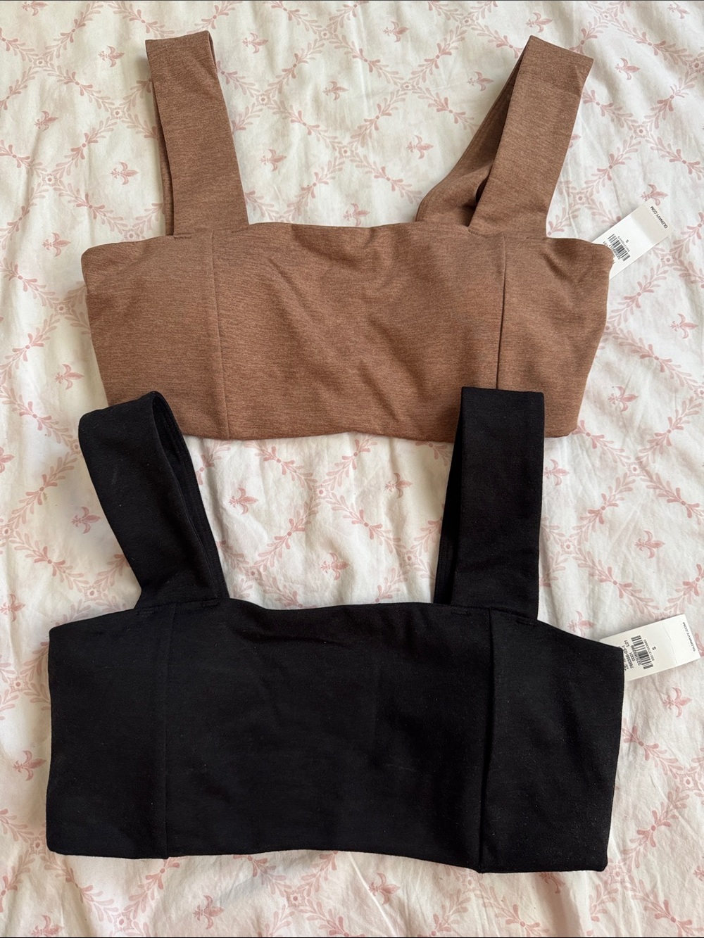 Old Navy Square Neck Crop Tank Tops - Black & Brown